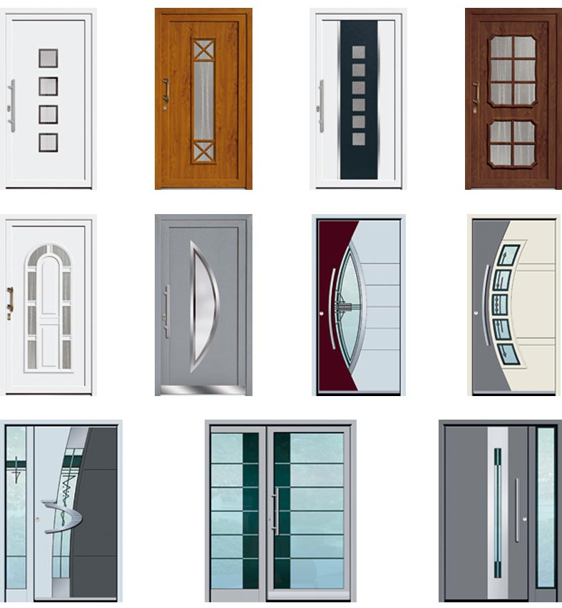 Verschiedene Aluminium-Haustüren von LÖWE Fenster und Türen